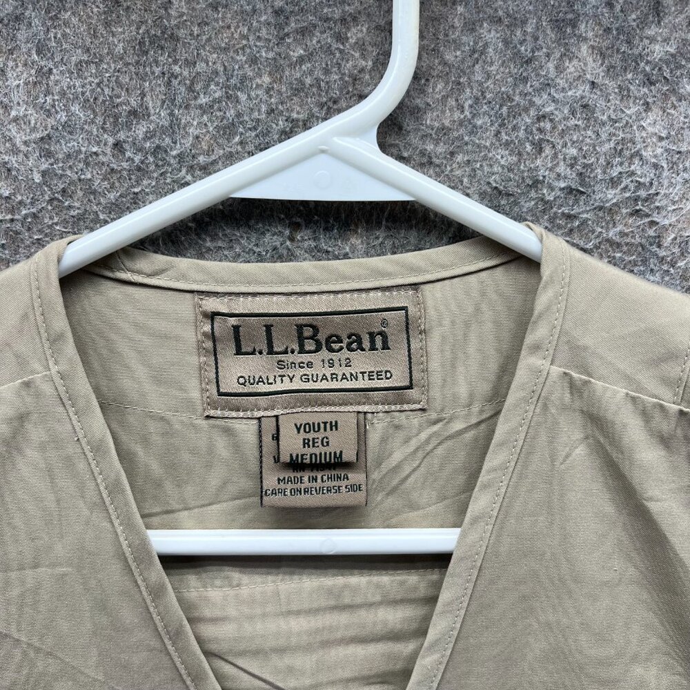 L.L. Bean Vest Youth Medium Khaki Pocket Safari Fishing Outdoor Utility Hunting - Picture 10 of 10